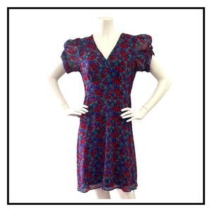 Calvin Klein Petite Floral Printed Puff-Sleeve Dress